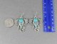 Antiqued Silver Elephant Earrings Trunk Ears Pendant 2 1/8" Long Turquoise Bead