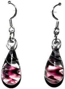 New Teardrop Swirl Dangle Handblown Glass 925 Sterling Silver French Wire Hook Hook Earrings