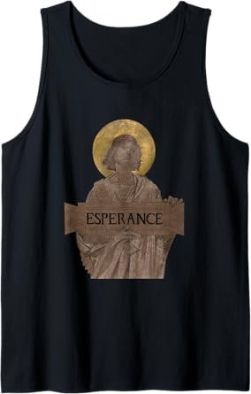 Girl Angel of Hope with a Halo Esperance Brown Vintage Art Tank Top