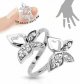 Amelia Fashion Adjustable Toe/Mid Ring Double Butterfly Multi-Paved Gems
