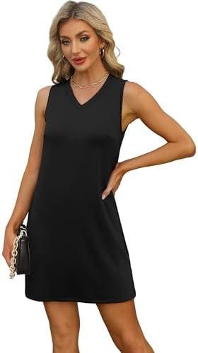 V-Neck Summer Casual Beach Dress for Women 2025 Vacation Women's Sleeveless Sundress with Split