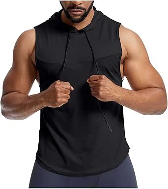 Men's Workout Hooded Tank Tops Sleeveless Gym Training Hoodies Bodybuilding Muscle Cut Off T Shirt 2025