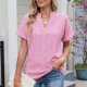 Womens Tops Eyelet Lace Summer V Neck Pullover Short Sleeve T Shirts Loose Fit Casual Dressy Comfort Tunic Blouses
