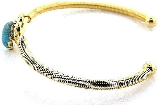 7 Inch Gold Color VINTAGE 10x8 Oval Sonoran Turquoise Cabochon Cuff Bracelet