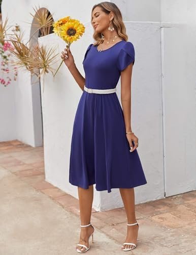 Zeagoo Womens Casual Dresses for Summer Short Sleeve Flare Midi Dress Loose Flowy Beach Sundress