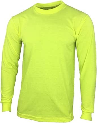 Safety High Visibility Long Sleeve Construction Work Shirts Pack for Men (Safety Yellow, Medium)
