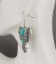 Antiqued Silver Elephant Earrings Trunk Ears Pendant 2 1/8" Long Turquoise Bead