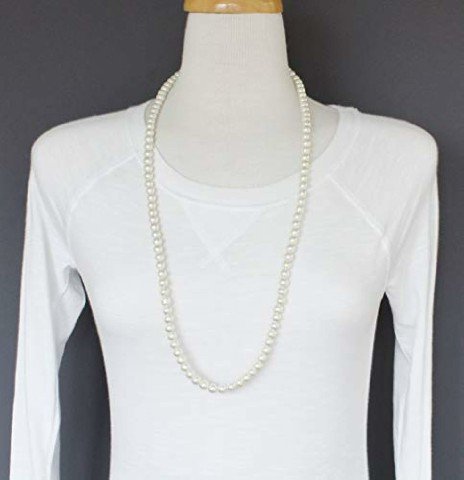 Artist Unknown Cream/Off-White Classic/Elegant 30" Long Faux Pearl Strand Necklace