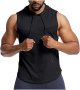 Men's Workout Hooded Tank Tops Sleeveless Gym Training Hoodies Bodybuilding Muscle Cut Off T Shirt 2025