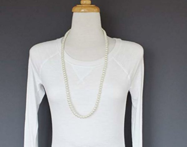 Artist Unknown Cream/Off-White Classic/Elegant 30" Long Faux Pearl Strand Necklace