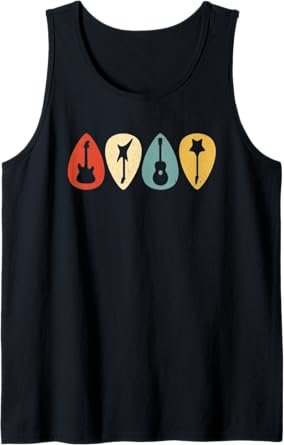 Guitar Pick Gift For Guitarist Retro Vintage Tank Top