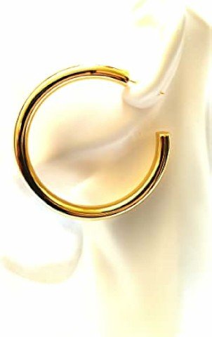 Gold Hoop Earrings Gold Plated Round Hoop Earrings 2 inch Pierced