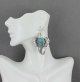 Antiqued Silver Elephant Earrings Trunk Ears Pendant 2 1/8" Long Turquoise Bead
