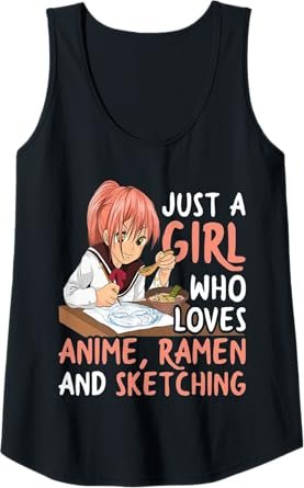 Just A Girl Who Loves Anime Ramen And Sketching Japan Anime Tank Top