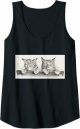 Sleepy Cats Vintage Black and White Illustration Tank Top