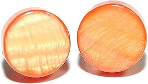 10mm 3/8" ROUND BRIGHT ORANGE SHELL STUD EARRINGS (S215)