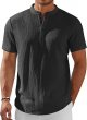 COOFANDY Men's Henley Shirt Short Sleeve Stand Collar Summer Casual Beach Hippie T-Shirts