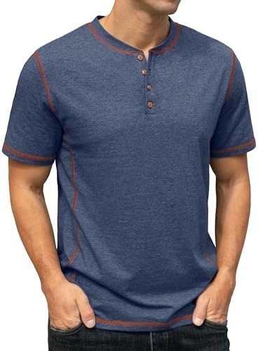 Sailwind Mens Henley Short Sleeve T-Shirt Cotton Maverick Shirt