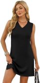 V-Neck Summer Casual Beach Dress for Women 2025 Vacation Women's Sleeveless Sundress with Split