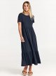 ANRABESS Womens 2025 Summer Casual Maxi Dress A line Tiered Flowy Short Sleeve Crewneck T Shirt Beach Travel Long Dresses