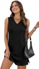 V-Neck Summer Casual Beach Dress for Women 2025 Vacation Women's Sleeveless Sundress with Split