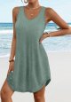 Aokosor Womens Summer Dresses 2025 Loose V Neck Sleeveless Dress Sundresses Swimsuit Coverup